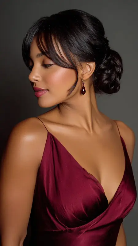 Butterfly Bangs with Braided Low Bun - Butterfly bangs
