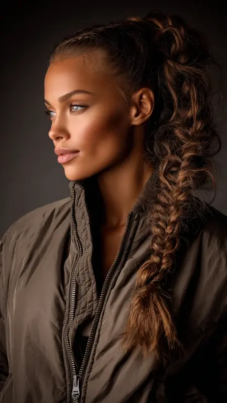 Butterfly Bangs with Braided Ponytail - Butterfly bangs