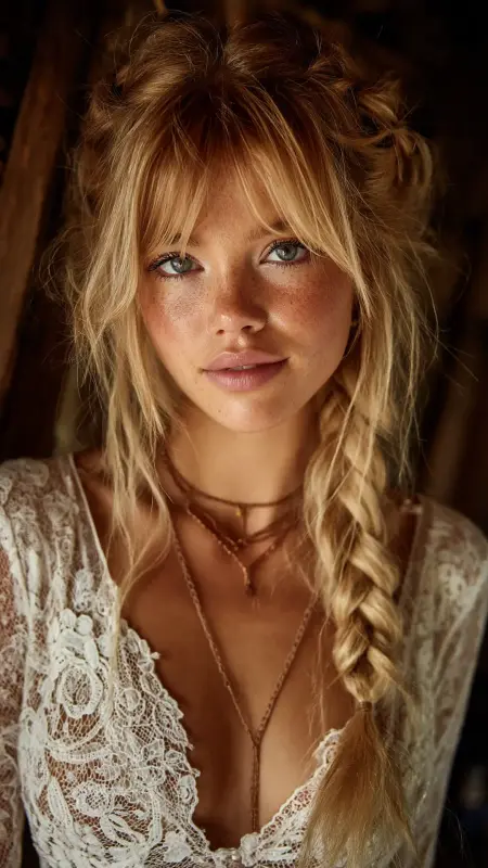 Butterfly Bangs with Fishtail Braid - Butterfly bangs