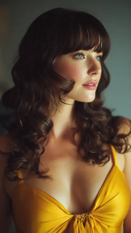 Butterfly Bangs with Glamorous Curls - Butterfly bangs