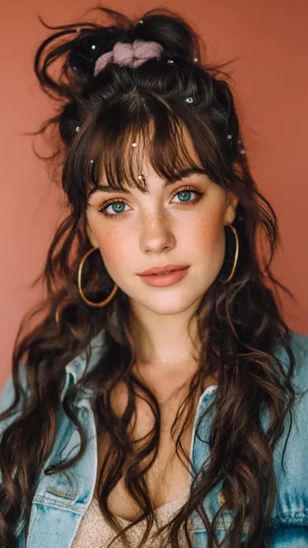 Butterfly Bangs with Half-Up Bun - Butterfly bangs