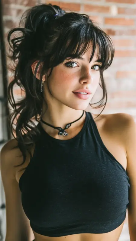 Butterfly Bangs with High Ponytail - Butterfly bangs