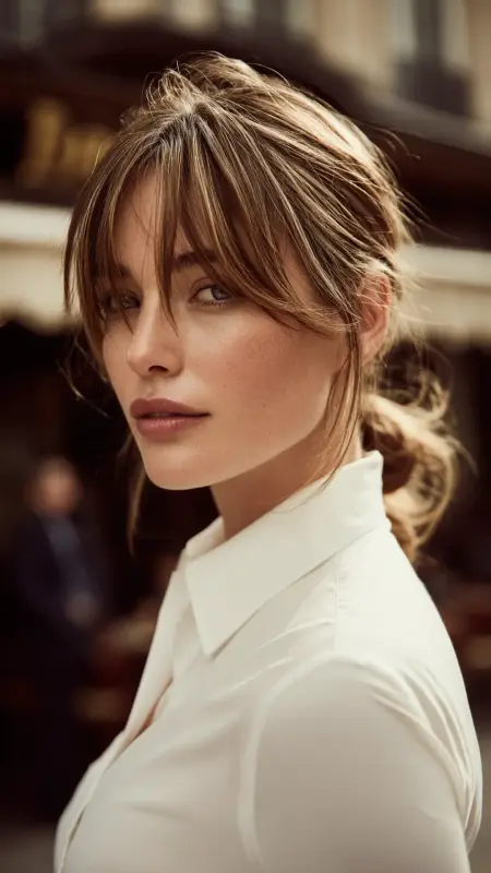 Butterfly Bangs with Low Ponytail - Butterfly bangs