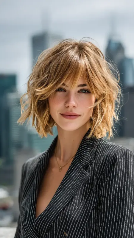 Butterfly Bangs with Tousled Lob - Butterfly bangs