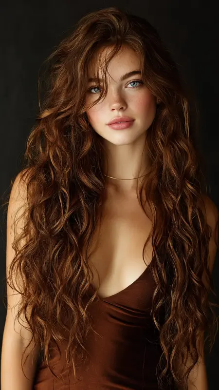 Enchanting Waves: The Bewitching Brunette Butterfly - Butterfly Haircut With Side Part