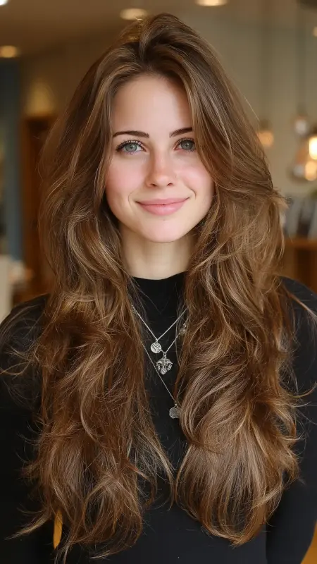 Enchanting Waves: The Cascade Butterfly Cut - Butterfly Haircut With Side Part