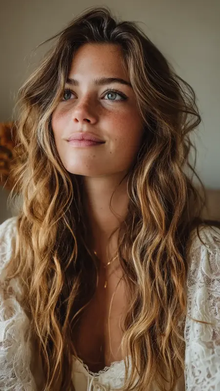Enchanting Waves: The Boho Butterfly Side Sweep - Butterfly Haircut With Side Part
