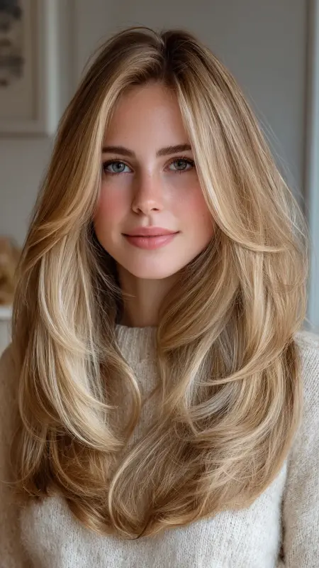 Effortless Elegance: The Breezy Butterfly Blonde - Butterfly Haircut With Side Part
