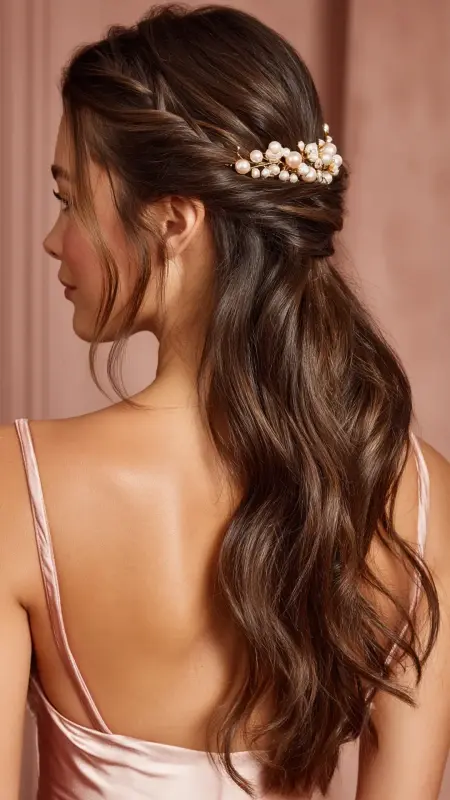 Center Braid Long Hair - Champagne Blonde - Straight Hairstyles