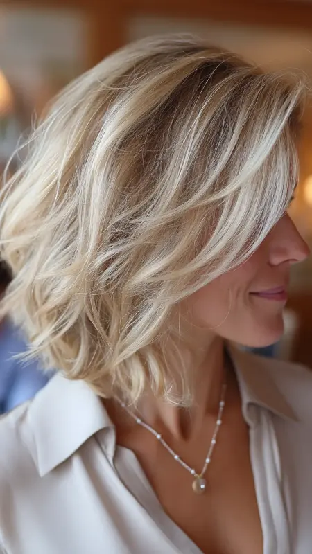 Champagne Beige Soft Layers - hair color for older women over 50