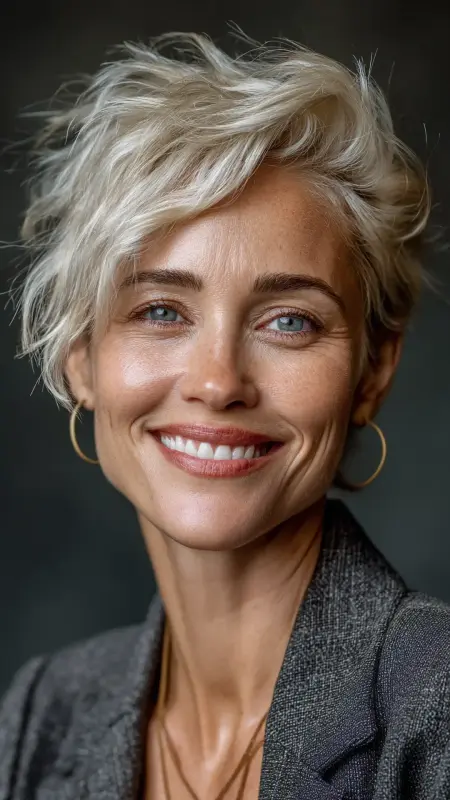 Champagne Beige Wavy Bob with Baby Lights -  cover grey hair with highlights 