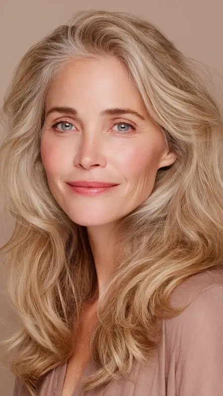 Champagne Blonde with Soft Lowlights - Hair color ideas for women over 50