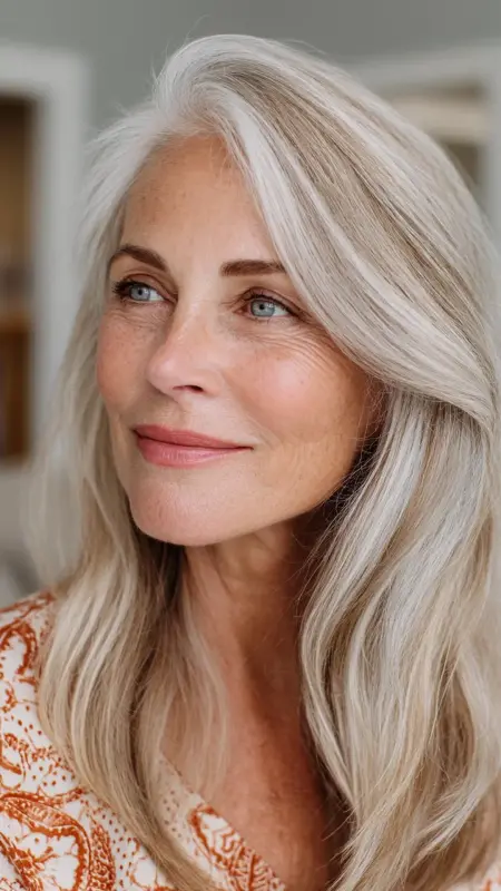 Champagne Blonde Swept-Back Updo - Hair color ideas for women over 50
