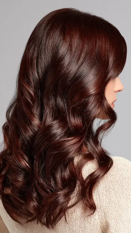 Cherry Cola Gloss on Straight Lob - Low maintenance hair color