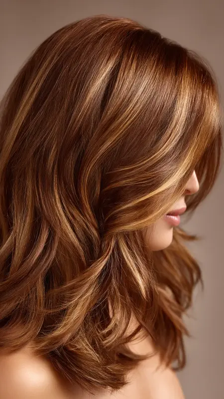 Chestnut Brown with Auburn Babylights - Hair color ideas for women in 30s