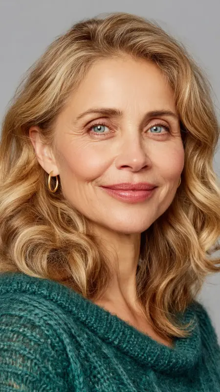 Chestnut Brown with Golden Highlights -  cover grey hair with highlights 