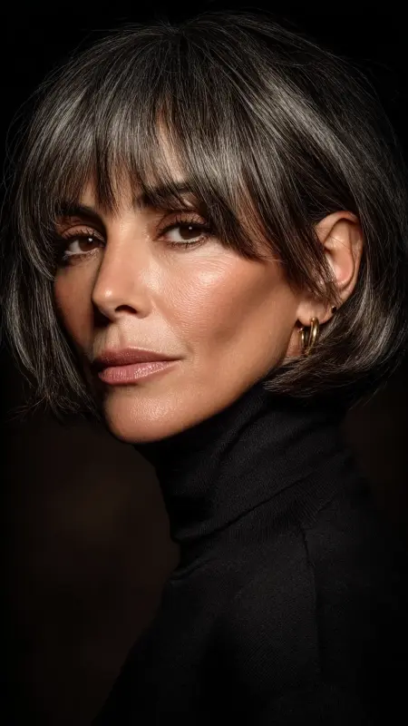 Chestnut Highlights on Soft Waves - medium length hair for women over 50