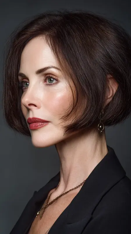 Chin-Length Blunt Bob with Micro Bangs - Haircuts For Women Over 50 With Fine Hair