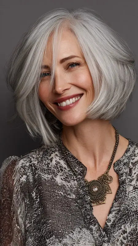 Chin-Length Blunt Cut with Sleek Finish - Hairstyles for 80 year old women