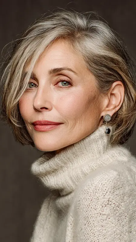 Chin-Length Bob with Flipped Ends - Hairstyles for women over 70 with thinning hair