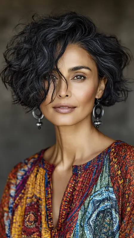 Chin-Length Curly Bob with Tapered Nape - hair styles for women over 40