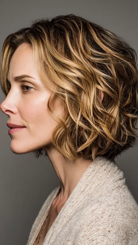 Chin-Length Layered Bob with Feathered Bangs - Hairstyles For Women Over 50 With Thinning Hair