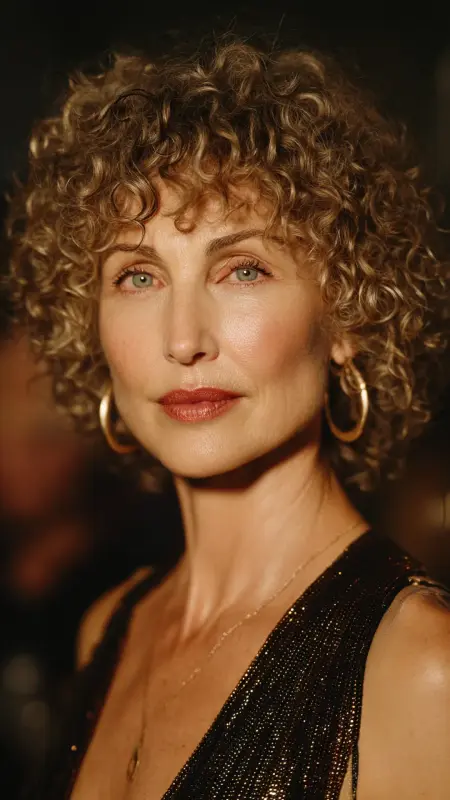 Chin-Length Wavy Bob with Highlights - Short Curly Haircuts For Women Over 50