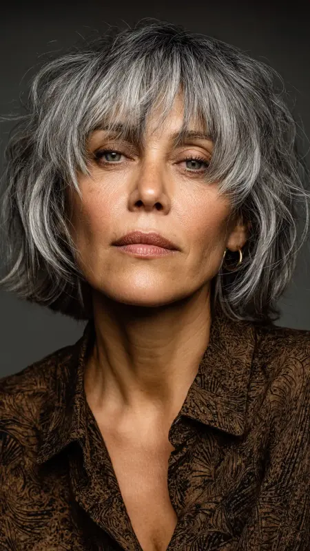 Chocolate Plum Gloss on Layered Curls - Sassy hair older women