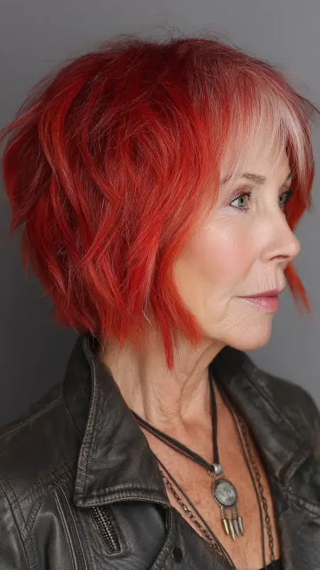 Choppy Inverted Bob with Piecey Bangs - Hairstyles For Women Over 50 With Thinning Hair