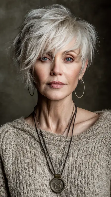 Choppy Layered Bob with Textured Ends - Pixie hairstyles for older women over 60