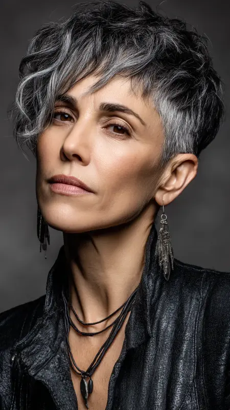 Choppy Shoulder-Length Cut with Piecey Layers -  Short hairstyles for women over 60 with wavy hair 