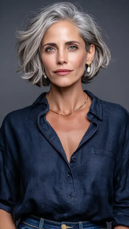 Classic Chin-Length Bob with Center Part - bob hair styles for women over 50