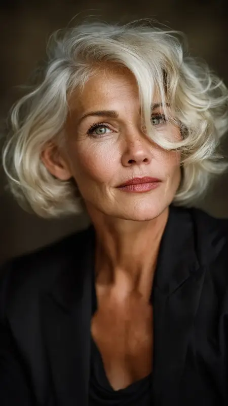 Classic Long Straight Cut with Middle Part -  Short hairstyles for women over 60 with wavy hair 