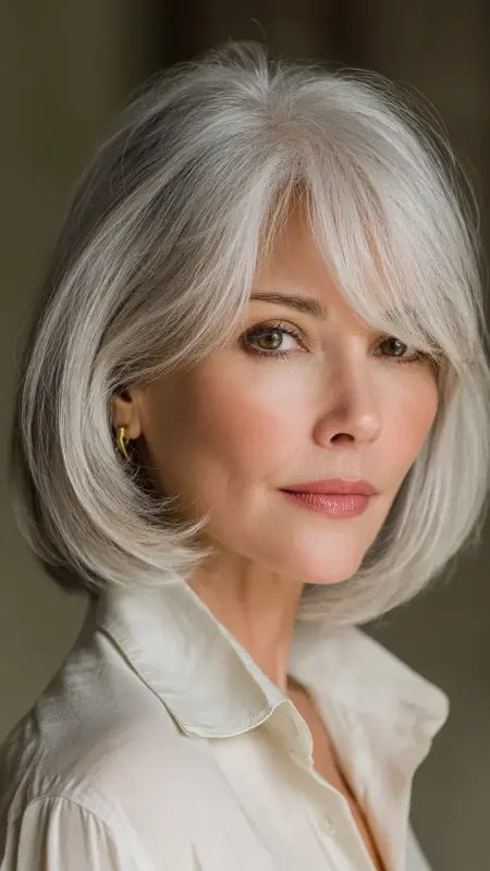 Classic Shoulder-Length Bob with Layers - Medium length haircuts for women over 50