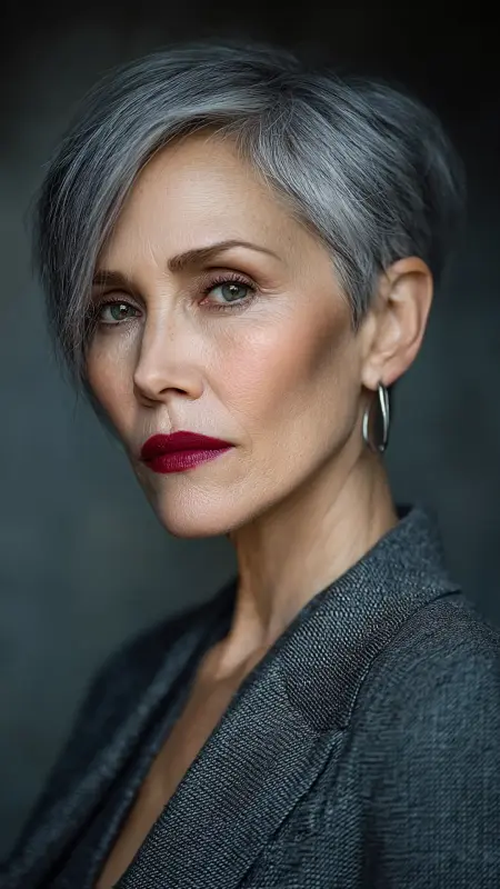 Classic Sleek Bob with Side Part - Pixie Cut Hairstyles For Older Women