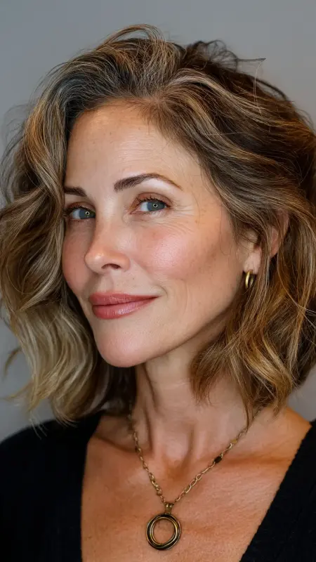 Collarbone Cut with Blunt Bangs - Medium length haircuts for women over 50