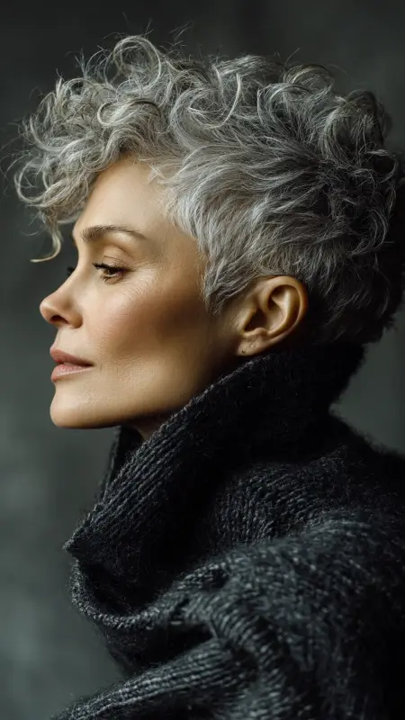 Cropped Curls with Layered Volume -  Short hairstyles for women over 60 with wavy hair 