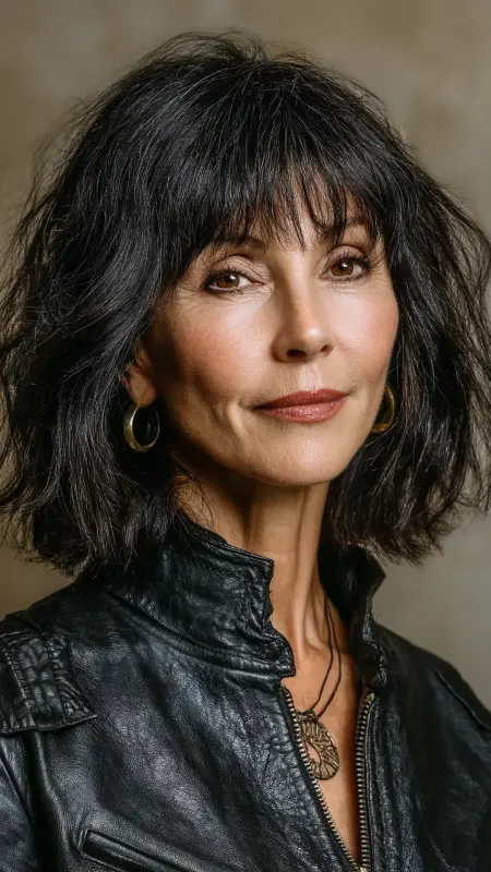 Cropped Cut with Tapered Nape -  Haircuts for women over 50 with bangs 