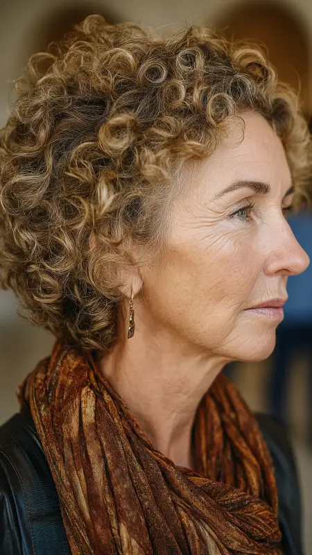 Crown-Puffed Curly Crop - Short Curly Haircuts For Women Over 50