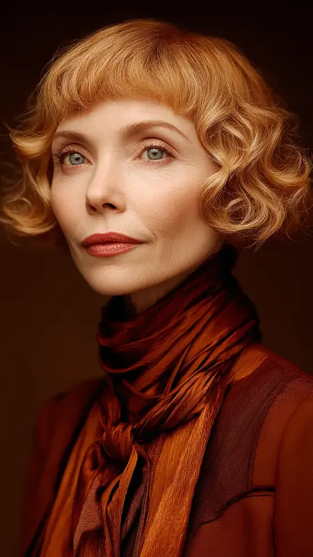 Curled Chin-Length Bob with Blunt Bangs - hairstyles for women over 70 with bangs