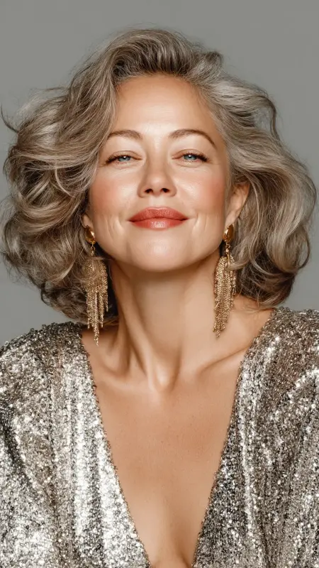 Curled Under Bob with Volume Crown - Medium Length Bob Haircuts For Women Over 50