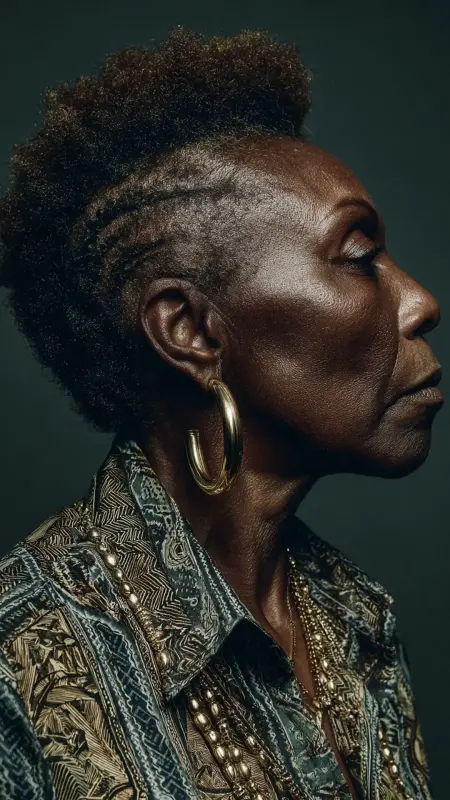 Curly Afro with Shape-Up - Hairstyles For Black Women Over 50
