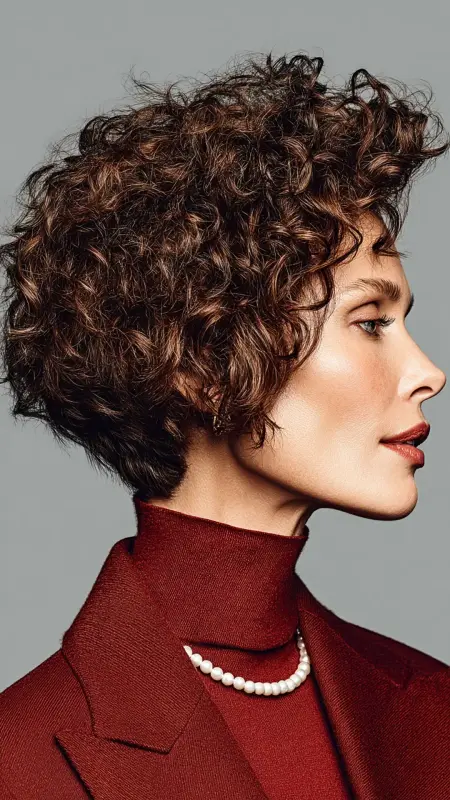 Curly Bob with Tapered Neckline - Hairstyles For Women Over 60 With Curly Hair