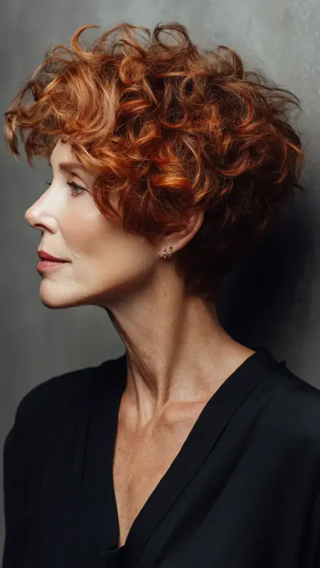 Curly Bowl Cut with Soft Edge - Short Curly Haircuts For Women Over 50