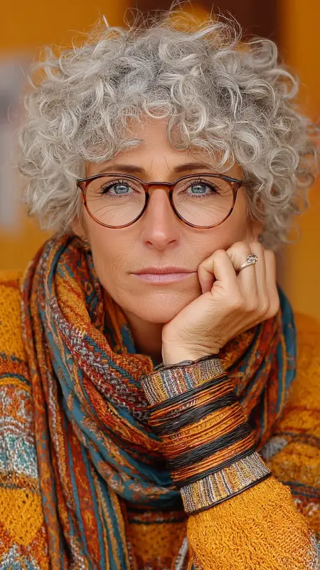 Curly Crop with Soft Bangs - hairstyles for women over 70 with bangs