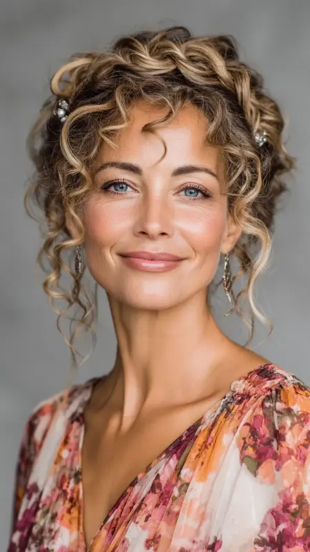 Curly Crown Braid - Hairstyles For Women Over 60 With Curly Hair