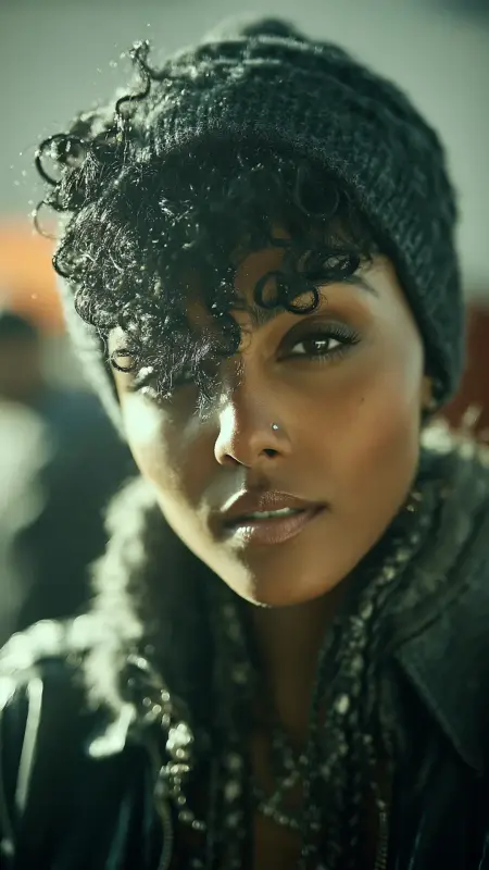 Curly Faux Hawk with Slouchy Beanie - Curly Hairstyles With Beanies