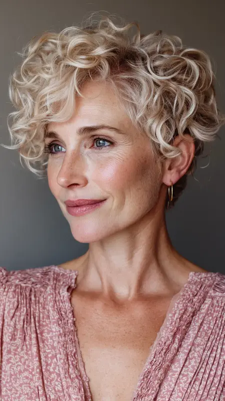 Curly Feminine Pixie - Pixie hairstyles for older women over 60