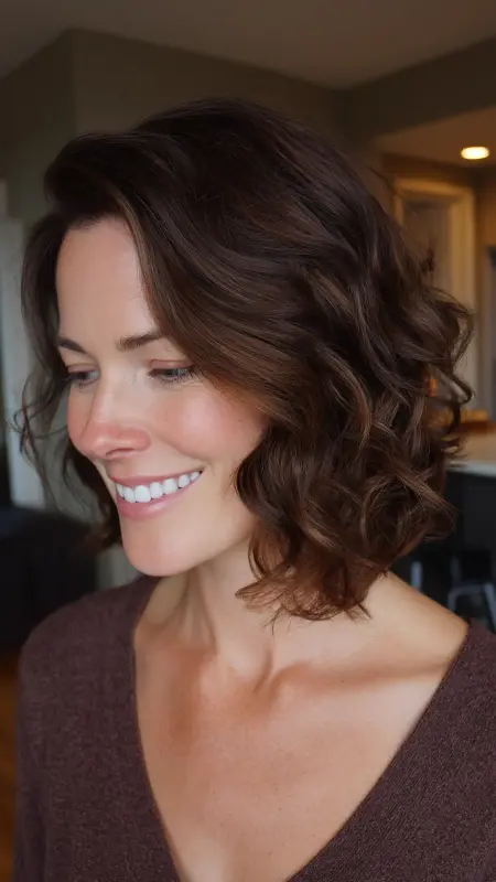 Curly Lob Long Bob with Side Part - Short Curly Haircuts For Women Over 50