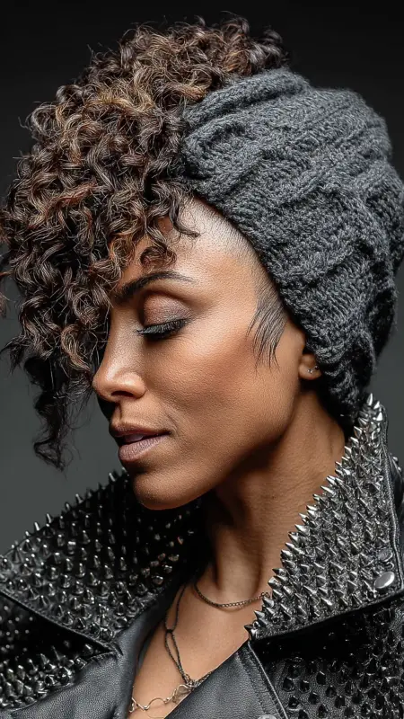 Curly Mohawk with Beanie - Curly Hairstyles With Beanies